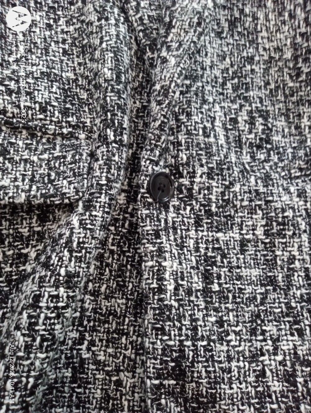 Abercrombie & Fitch Tweed Blazer Jacket Long Sleeve Black White Medium - Picture 7 of 10